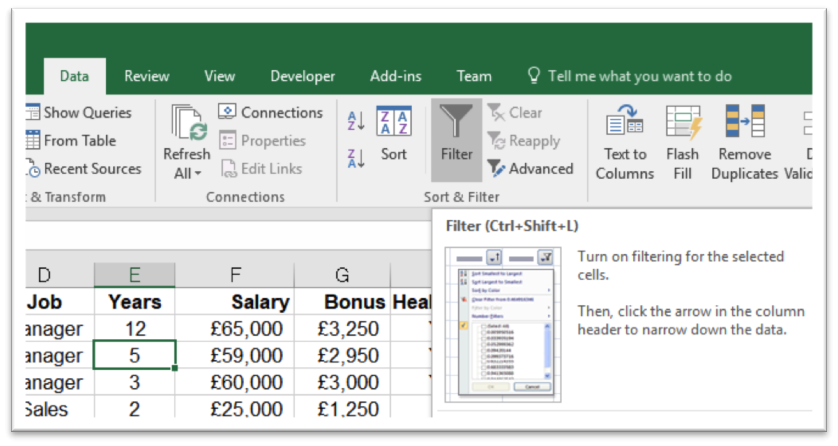 Microsoft Excel - Formatting Database Lists as Tables