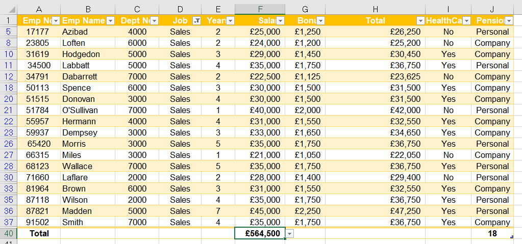 excel formatting screen 2